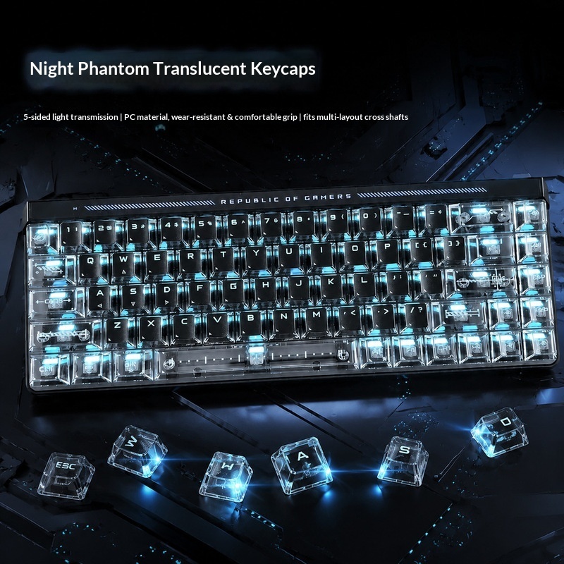 Gaming Accessories Aesthetic - Touches de clavier rétroéclairées transparentes, hauteur